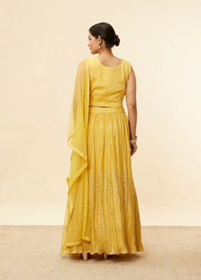 Crayola Yellow Foil Print Sequin Work Skirt Top Set image number 4